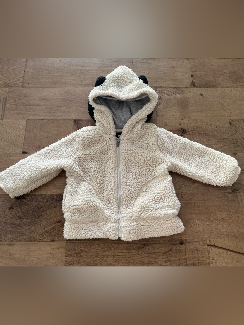 GAP Baby Peanuts Sherpa-Lined Hoodie in Cream dog zipper jacket sz 6-12 months